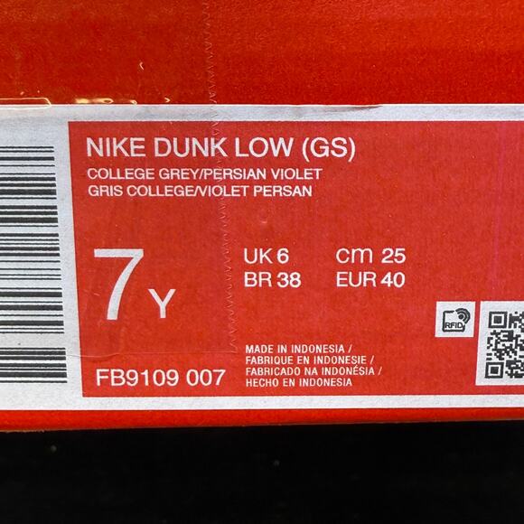 NIKE DUNK LOW_COLLEGE GREY/VIOLET-GRAPE FB9109-007-SIZE 7Y/ 8.5W Sneaker - Picture 8 of 10